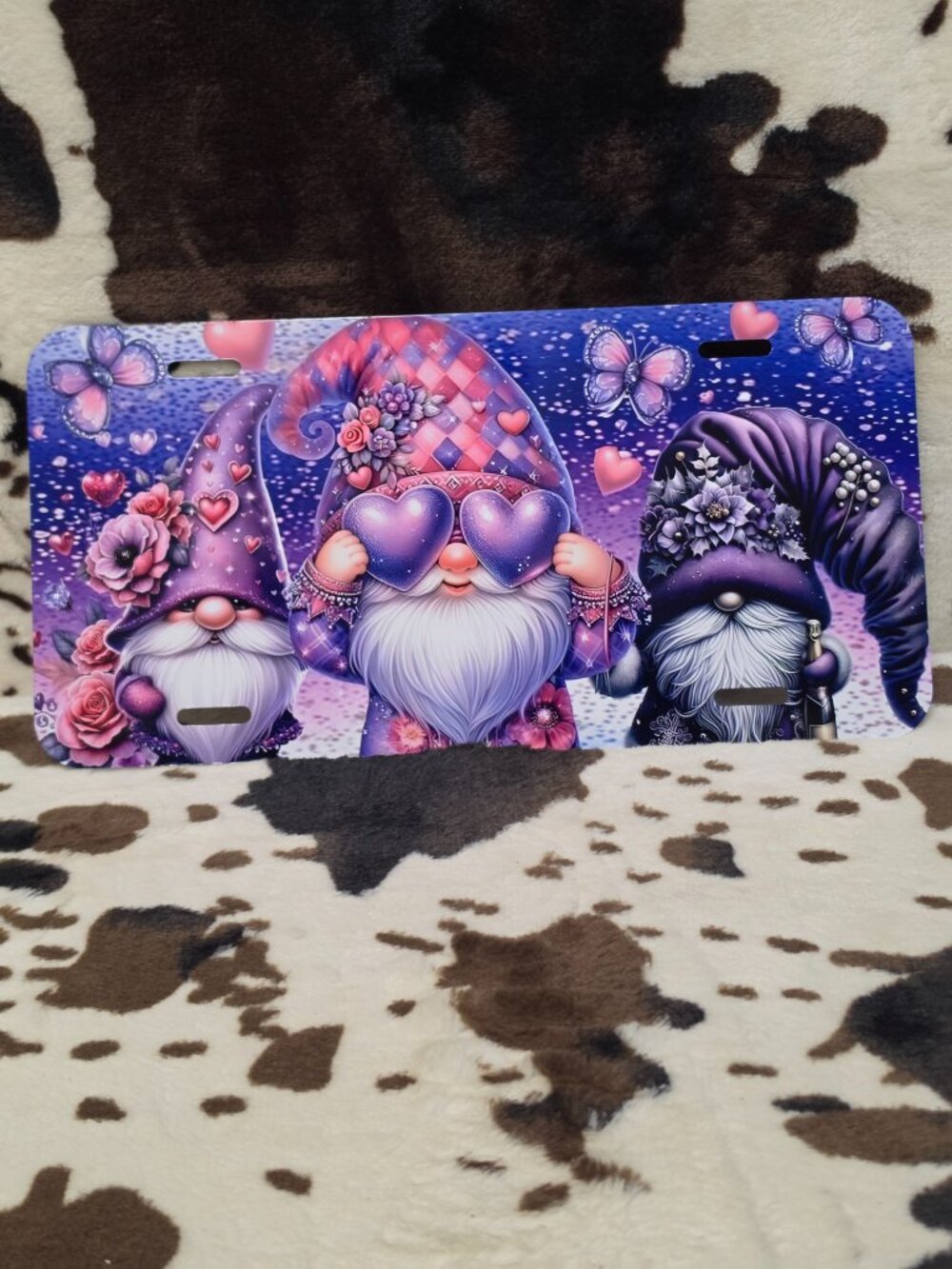 Gnomes Purple Custom Car Tag Handmade Vehicle License Plate